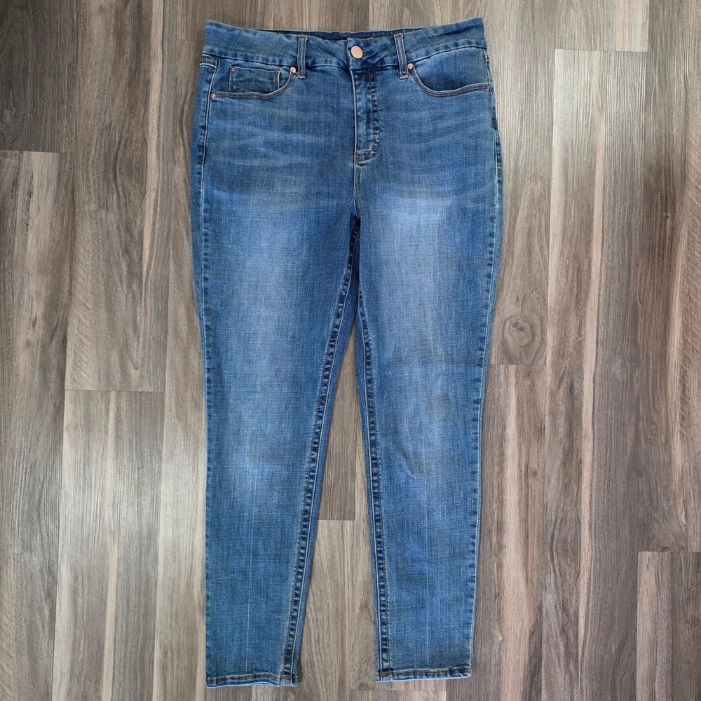 Seven7 Womens High Rise Skinny Jeans Blue Medium Wash Denim Size 16